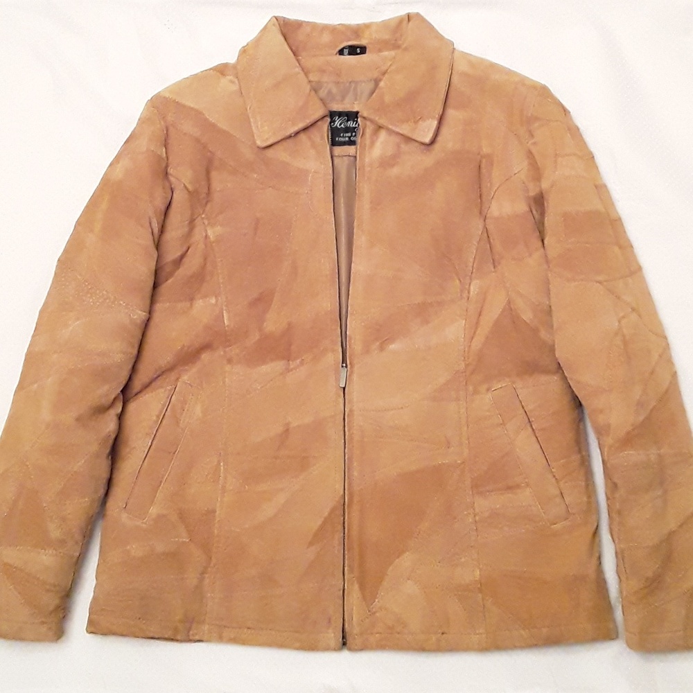 Womens Henig Furs Tan Genuine Leather Jacket Coat